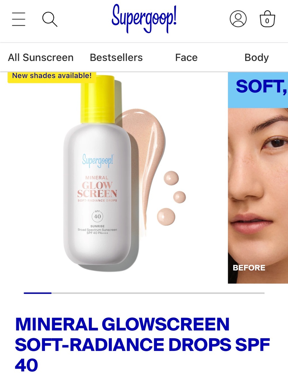Supergoop! Mineral Glow Screen Soft-Radiance Drops SPF 40 - Sunrise